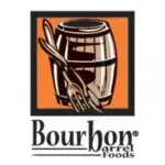 Bourbon Barrel Foods logo with utensils.